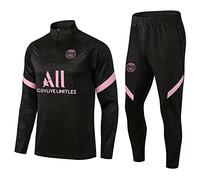 JIEAGY Paris Jersey Combinaison de Formation À Manches Longues Veste Printemps et Automne Veste Costume Football Uniforme Personnalisé PSG Hommes Femmes(XXL-XXLarge,Noir)