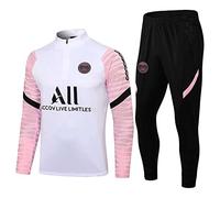 JIEAGY Paris Jersey Combinaison de Formation À Manches Longues Veste Printemps et Automne Veste Costume Football Uniforme Personnalisé PSG Hommes Femmes, White Pink, M-Medium