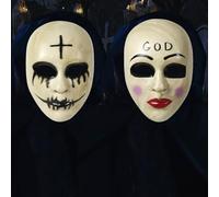 JIEBAO 2 Pièces The Purge Anarchy God Mask, Halloween Masque Realiste Horreur, GOD et Croix Masque pour Halloween Carnaval Cosplay Mascarade Party