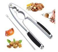 JIEBAO Casse Noisette en Métal Casse Noix avec Poignée Antidérapante et 1 Fourchette en INOX Casse Noisette Multifonctionnel pour Les Noix/Noisettes/amandes/Fruit de mer ou Autres Noix