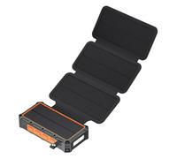 JIEBWCHA 20 000 mAh Banque d'énergie solaire pliable 16,6 x 8,5 x 4,5 cm Chargeur solaire portable câble intégré Manivelle étanche Alarme intégrée, boussole et lumière LED Alarme SOS