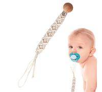 JIEBWCHA Attaches-tétines,Agrafes Paci - Porte-sucette en coton flexible - Porte-sucette en coton flexible, pinces en bois tressées en corde de Boho, pour bouteille de lait
