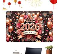 JIEBWCHA Bannière Bonne Année | de décoration de fête festive | 2026 Bonne année Bannière en tissu, pour intérieur et extérieur, maison, jardin, école, bureau, ferme, boîte photo