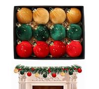 JIEBWCHA Boules de Noël - Lot de 12 décorations en velours accrochables, décorations anti-rupture pour intérieur extérieur, jardin, hiver, fête, sapin de Noël