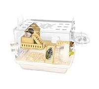 JIEBWCHA Cage du Hamster, 37x30x28cm Cage Claire De Hamster, Habitat Clair du Ham Ster, 2 Étages Maison De Jeu pour Gerbiles, Stockage Compact Et Grande Circulation d'air, Acrylique Boîte d'ours Doré