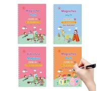 JIEBWCHA Cahier d'Écriture Magique Enfant - Cahiers D'Écriture Réutilisables À Rainures Pour Apprendre À Écrire - Livre d'Écriture avec Rainures pour,Apprentissage Écriture Maternelle