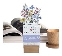JIEBWCHA Calendrier de bureau, calendrier avec vase, planificateur mensuel avec fleurs pour table, étagère, comptoir, fenêtre cuisine