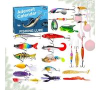 JIEBWCHA Calendrier De L Avent Pêche, Coffret Leurres De Noël 2025 Fêtes, Appâts Réalistes Pour Rivières Lacs Eau Douce Salée Récif Côtier Plage, Lacs Rivières Eau Salée Douce Plage Quai Côtier