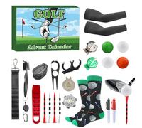 JIEBWCHA Calendrier de l'Avent 2025 | Kit d'outils de golf portable | 24 jours Boules de golf et tees à collectionner pour adultes, amateur, débutant, petit ami, mari, père