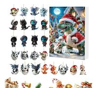 JIEBWCHA Calendrier de Noël acrylique avec pendentifs, compte à rebours Noël, calendrier dragon avec 24 pendentifs - Accessoires de scène saisonniers plats en 2D - Pour clôture, salon, étagère,