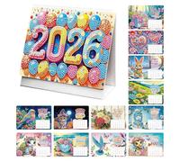 JIEBWCHA Calendrier de table 2026 avec strass 2026 - Planificateur mensuel, accessoires de table pour enseignants, étudiants, salle de nniversaire, Noël et étagère