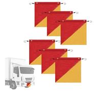JIEBWCHA Drapeau de sécurité - 6 pièces drapeaux pour remorque avec cordon élastique, bannière 45 x 45 cm pour grande visibilité pour transport remorque cargo tracteur véhicule