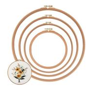 JIEBWCHA Ensemble de cercles de broderie, anneau de broderie - Ensemble d'anneaux de broderie de 4 - Cadre de cercle en bois réglable pour décoration de projet de artisanale