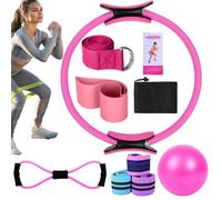 JIEBWCHA Ensemble d'équipement Pilates, kit Pilates | Kit d'anneau Pilates,Ceinture Extensible, Accessoires d'entraînement, équipement de Maison Multifonctionnel pour Gymnase, Femmes Adultes