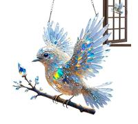 JIEBWCHA Figurine décorative d'oiseau bleu, oiseau pour travaux manuels - Sculptures décoratives 2D en acrylique trapèze colibri pour extérieur étagère jardin chambre