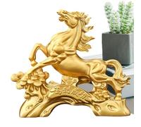 JIEBWCHA Figurines de Cheval,Sculpture d'animal en Or Bénédiction 2026,Statuette De Cheval du Nouvel an Chinois Décoration De Bureau | pour Bureau Salon Chambre Étagère Ferme Anniversaire