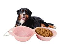 JIEBWCHA Gamelle à eau portable pour chiens, double pliable, plateau de nourriture pliable pour aventures, randonnées, voyages, camping, sorties au parc, promenades quotidiennes et chatons