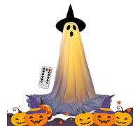 JIEBWCHA Illuminate Le décor d'halloween Effrayant Fantôme 165x30cm Décor Fantôme Brillant avec Lumières LED avec Télécommande Effrayante pour Cours Porches Jardins