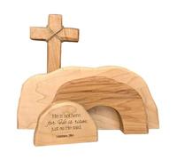 JIEBWCHA Jesus Tomb - Set de plateaux de Pâques - Tombe vide - Pour Pâques - Scènes de résurrection en bois - Fait à la main - Signe de crèche - Table religieuse chrétienne catholique pour