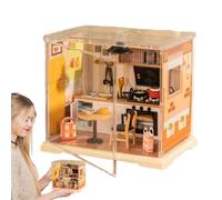 JIEBWCHA Kit de construction de maison miniature pour adultes | Petite maison - Ensemble de jouets - Fait à la main - Décoration de cuisine pour adultes - Étagère de salon
