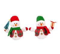 JIEBWCHA Lot de 2 figurines de table lumineuses en peluche - Décoration de Noël d'hiver - Pour bureau, canapé, cheminée, chambre à coucher, salon