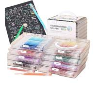 JIEBWCHA Lot de stylos gel - Avec étui et papeterie à séchage rapide | Marqueurs à pointe fine | Pour dessin, scrapbooking, cartes de vœux, travaux manuels, projets d'art maison