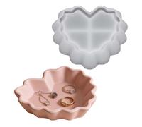 JIEBWCHA Moules à Plateau pour résine époxy,Bougeoir cœur en plâtre - Moule de boîte de Rangement cœur | pour Bougies, Bijoux, Bonbons, décoration Saint-Valentin, Maison, DIY