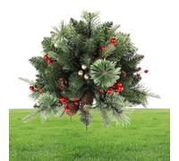 JIEBWCHA Piquet de sol pour sapin de Noël avec pommes de pin et baies rouges - Supports pointus - Décoration pour extérieur, jardin, terrasse, pelouse