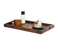 JIEBWCHA Plateau en Bois - Support Rustique avec Poignées | Plateau en Bois pour Plan De Travail Cuisine | pour Table Basse Bureau Ottoman Chambre Ferme Petit Dejeuner Fete Reception