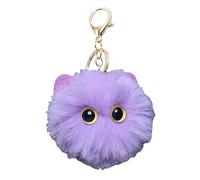 JIEBWCHA Porte-clés décoratif, porte-clés avec pompon en forme de chat - à collectionner, décoration esthétique pour amoureux des animaux, cadeau pour adultes, femme, petite amie ou mère, aubergine