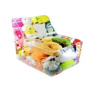 JIEBWCHA Pouf de rangement pour animaux en peluche - Design transparent - Grand sac de rembourrage imperméable - Organiseur d'animaux en peluche avec fermeture éclair - Pour chambre d'enfant, salon