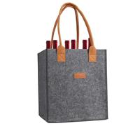 JIEBWCHA Sac À Bouteilles pour 6 Bouteilles, 23x18x26cm Sac De Bouteille De Vin en Feutre, Confortable Sac De Transport avec Séparateurs pour Bouteilles, Amovible Sac De Transport pour Bouteille