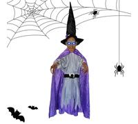 JIEBWCHA Sorcière d'arbre - Pendentif de sorcière d'extérieur d'Halloween - Figurines lumineuses avec sons effrayants pour porte d'entrée - Automne - Jardin - Fête