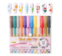 JIEBWCHA Stylos Vernis Ongles Séchage Rapide - 12 Couleurs Peinture Acrylique,Stylos Séchage Rapide pour Dessin | pour Fêtes Quotidiennes Mariage Vacances Printemps Été Halloween Filles Ados