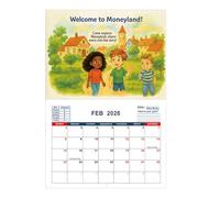 JIEBWCHA Tableau de calendrier pour enfants de l'année 2026 | Calendrier de planification de l'alphabétisation financière pour enfants | Accessoire éducatif STEM pour enfants