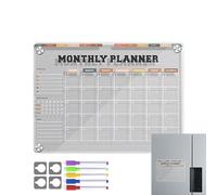 JIEBWCHA Tableau magnétique pour réfrigérateur,Calendrier réutilisable avec tableau effaçable à sec - Tableau magnétique de 12 x 9 pouces. Tableau mensuel pour réfrigérateur. Bloc-notes pour