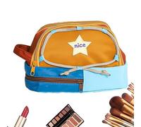 JIEBWCHA Trousse à crayons mignonne et esthétique, porte-crayons à motif d'étoile, fermeture éclair robuste, fournitures scolaires, organisateur cosmétique pour les voyages, bleu, Voir description,