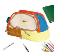 JIEBWCHA Trousse à crayons mignonne et esthétique, porte-crayons à motif d'étoile, fermeture éclair robuste, fournitures scolaires, organisateur cosmétique pour les voyages, café, Voir description,