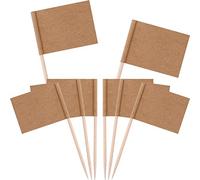 Jieddey Drapeau des Cure-Dents Papier Kraft,100 PCS Marqueurs de Fromage Marqueurs de Gâteau Etiquettes de Fromage Papier Kraft pour la Fête de Mariage Noël Holleween Pâques