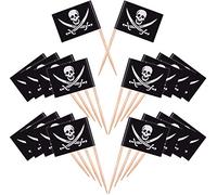 Jieddey Drapeau des Cure-Dents Pirate,100 PCS Marqueurs de Fromage Marqueurs de Gâteau Etiquettes de Fromage Pirate pour la Fête de Mariage Noël Holleween Pâques