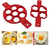 Jieddey Moulle Pancake,2 PCS Silicone Pancake Molds Moule à Crêpes Moule de Cuisson Braconnier à Oeufs Anneau Antiadhésif Moule à Gâteau pour Muffins Oeufs Pâtisserie Coeur et Forme Ronde et Etoile