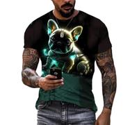 JIEDEDIAM T-Shirt à Manches Courtes et col Rond pour Homme, Ample et décontracté, avec Chien de Dessin animé Animal imprimé en 3D, Mode de Rue, Haut de Grande Taille
