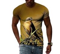 JIEDEDIAM T-Shirt à Manches Courtes pour Hommes, col Rond, Confortable, imprimé Animal Oiseau 3D, Rue, décontracté, Harajuku