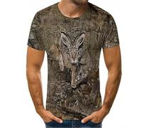 JIEDEDIAM T-Shirt Manches Courtes col Rond Homme, décontracté, à la Mode, avec Animaux de Chasse, lièvre imprimé en 3D, à la Mode, Sport, séchage Rapide