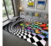 JIEDEDIAM Tapis de piège géométrique de Vertige visuel imprimé en 3D, Tapis de Sol de Chevet de Chambre à Coucher de Salon, Tapis de Sol Doux Lavable de Grande Surface