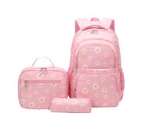 JIEDOUKEJI Ensemble de Cartable Fille Primaire Imprimé Marguerites Sac à Dos Scolaire pour Filles avec Sac à Déjeuner et Trousse à Crayons