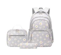 JIEDOUKEJI Ensemble de Cartable Fille Primaire Imprimé Marguerites Sac à Dos Scolaire pour Filles avec Sac à Déjeuner et Trousse à Crayons