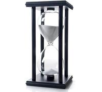 JIEHET Sablier avec sable de 60 minutes, décoration de 1 heure pour enfants, horloge de sable pour chambre, anniversaire, thé, table basse, bibliothèque, école, jeu décoratif en bois (sable blanc)