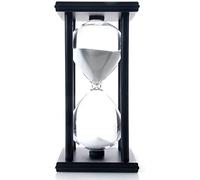 JIEHET Sablier de 15 minutes, sablier avec décoration de sable pour enfants, horloge de sable pour chambre, anniversaire, thé, table basse, livre, école, jeu décoratif en bois (sable blanc)