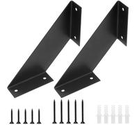 JIEHIN Lot de 2 Équerres Étagères Murales Noires, Supports Étagères Murales Flottantes Noirs, 20 cm, en Métal, avec Vis Invisibles, pour Charges Lourdes